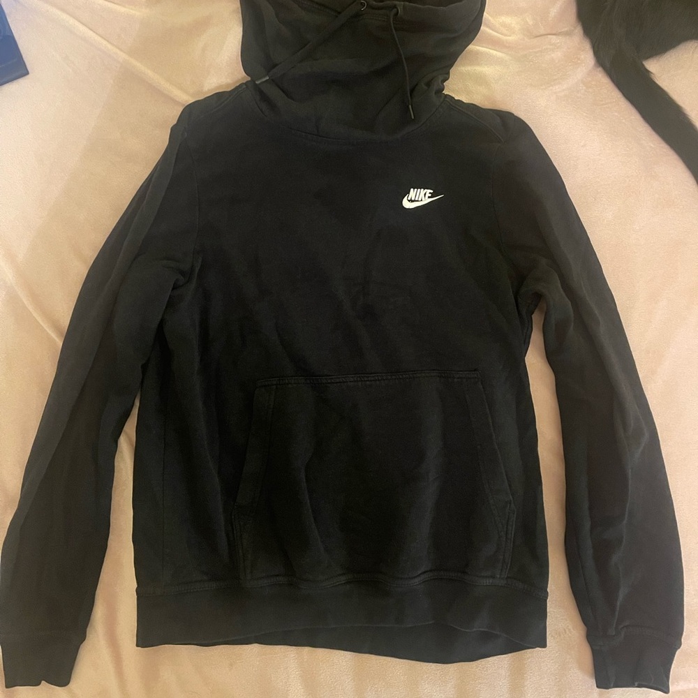 Black womens Nike hoodie with funnel neck hood